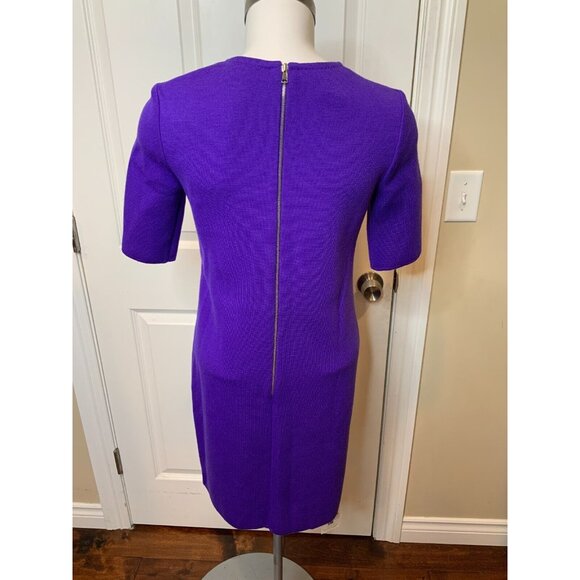 Les Copains Purple Wool Short Sleeve Pencil Dress, Size 4 | 40 - Picture 4 of 5